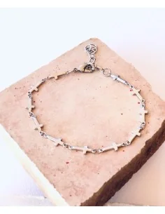 Χειροποίητο γυναικείο βραχιόλι από ατσάλι με μικρά σταυρουδάκια σε ασημί ή χρυσό και αυξομείωση στο τελείωμα Faith 2