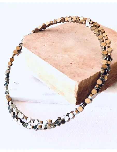 Χειροποίητο γυναικείο κολιέ από πέτρες αιματίτη Oia