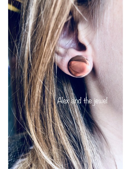 Κόσμημα σκουλαρίκια δίσκοι από  ατσάλι σε ροζ χρυσό Mirka