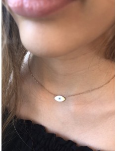 Κολιέ με στοιχείο μάτι από ατσάλι σε ροζ χρυσό δεμένο σε αλυσίδα με αυξομείωση Gina