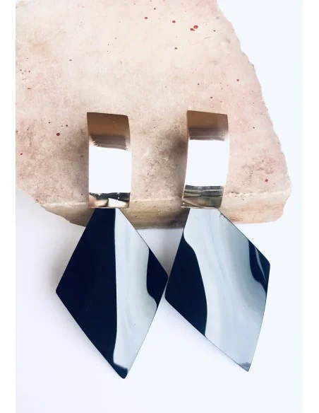 Γυναικείο κόσμημα σκουλαρίκια σε ροζ χρυσό και μαύρο Darling