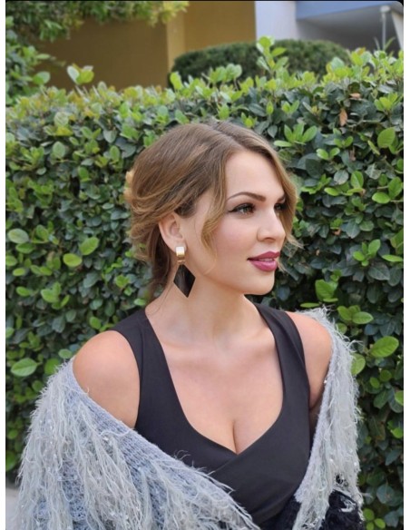 Γυναικείο κόσμημα σκουλαρίκια σε ροζ χρυσό και μαύρο Darling