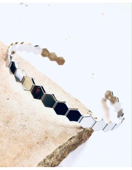 Χειροποίητο βραχιόλι ανοικτή χειροπέδα από ατσάλι σε χρυσό ή ασημί Sienna