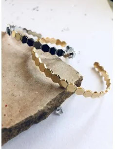 Χειροποίητο βραχιόλι ανοικτή χειροπέδα από ατσάλι σε χρυσό ή ασημί Sienna