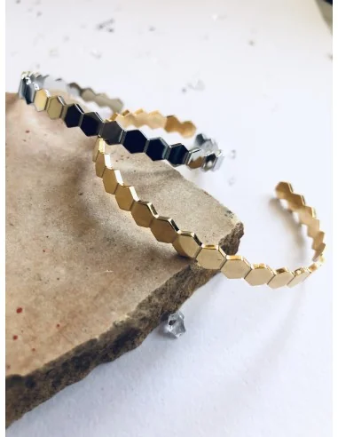 Χειροποίητο βραχιόλι ανοικτή χειροπέδα από ατσάλι σε χρυσό ή ασημί Sienna