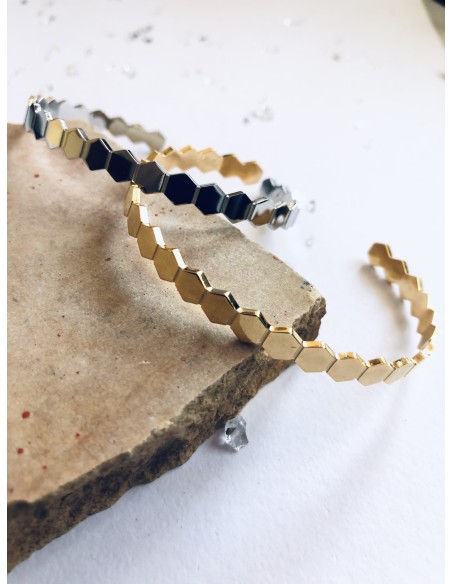 Χειροποίητο βραχιόλι ανοικτή χειροπέδα από ατσάλι σε χρυσό ή ασημί Sienna