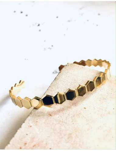 Χειροποίητο βραχιόλι ανοικτή χειροπέδα από ατσάλι σε χρυσό ή ασημί Sienna