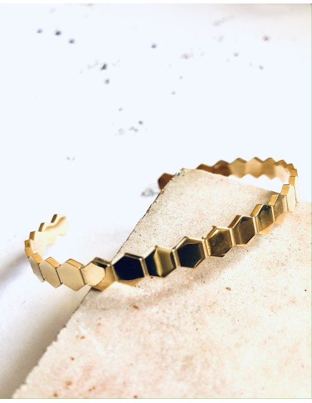 Χειροποίητο βραχιόλι ανοικτή χειροπέδα από ατσάλι σε χρυσό ή ασημί Sienna