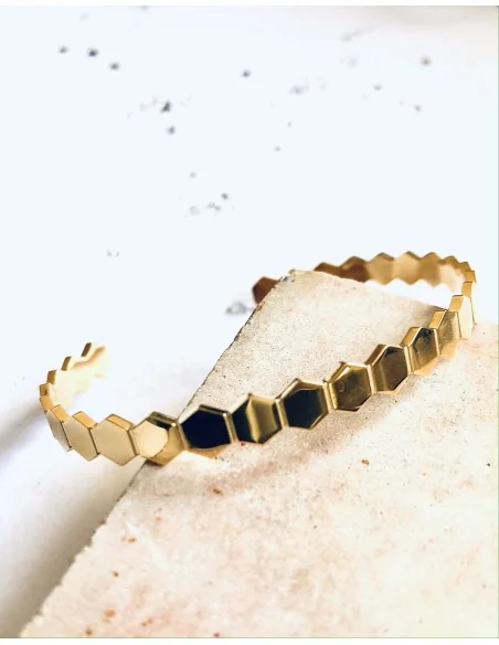 Χειροποίητο βραχιόλι ανοικτή χειροπέδα από ατσάλι σε χρυσό ή ασημί Sienna