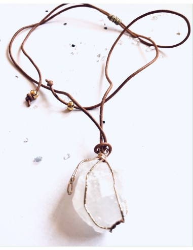 Χειροποίητο γυναικείο κολιέ με πέτρα Αχάτη σε λευκό ή γκρι σε δερμάτινο κορδόνι Domna