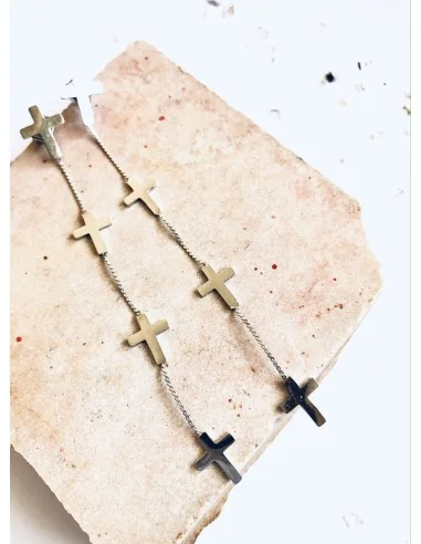 Γυναικείο κόσμημα μακριά σκουλαρίκια κρεμαστά σταυροί από ατσάλι Believe