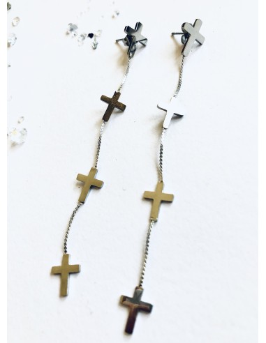 Γυναικείο κόσμημα μακριά σκουλαρίκια κρεμαστά σταυροί από ατσάλι  Believe