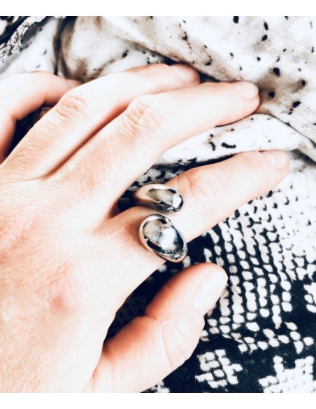 Γυναικείο πομπέ δαχτυλίδι από ατσάλι Myrsini