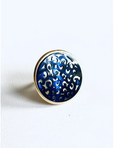 Γυναικείο στρογγυλό δαχτυλίδι με αυξομείωση σε μπλε ή μαύρο Stencil