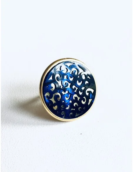 Γυναικείο στρογγυλό δαχτυλίδι με αυξομείωση σε μπλε ή μαύρο Stencil Γυναικείο στρογγυλό δαχτυλίδι με αυξομείωση σε μπλε ή μαύρο Stencil