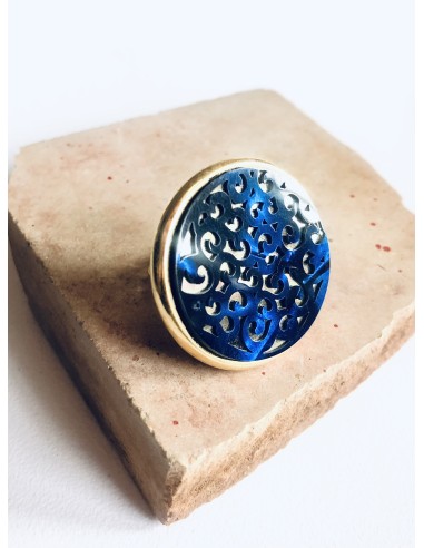 Γυναικείο στρογγυλό δαχτυλίδι με αυξομείωση σε μπλε ή μαύρο Stencil Γυναικείο στρογγυλό δαχτυλίδι με αυξομείωση σε μπλε ή μαύρο Stencil