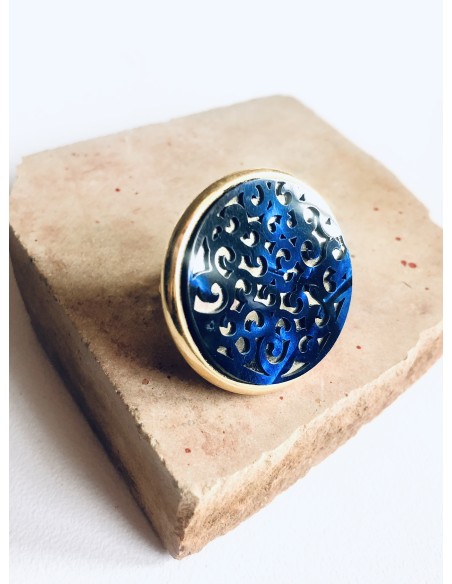 Γυναικείο στρογγυλό δαχτυλίδι με αυξομείωση σε μπλε ή μαύρο Stencil Γυναικείο στρογγυλό δαχτυλίδι με αυξομείωση σε μπλε ή μαύρο Stencil