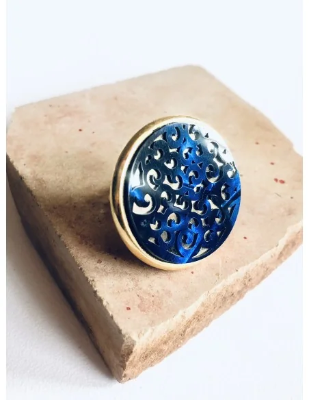 Γυναικείο στρογγυλό δαχτυλίδι με αυξομείωση σε μπλε ή μαύρο Stencil Γυναικείο στρογγυλό δαχτυλίδι με αυξομείωση σε μπλε ή μαύρο Stencil