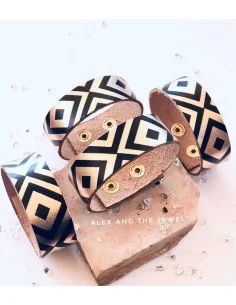 Χειροποίητο κόσμημα δερμάτινο βραχιόλι με γεωμετρικά...