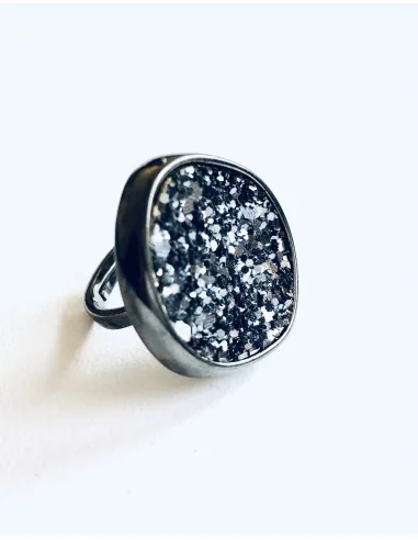 Γυναικείο δαχτυλίδι στρογγυλό σε μαύρο με αυξομείωση Apollonia