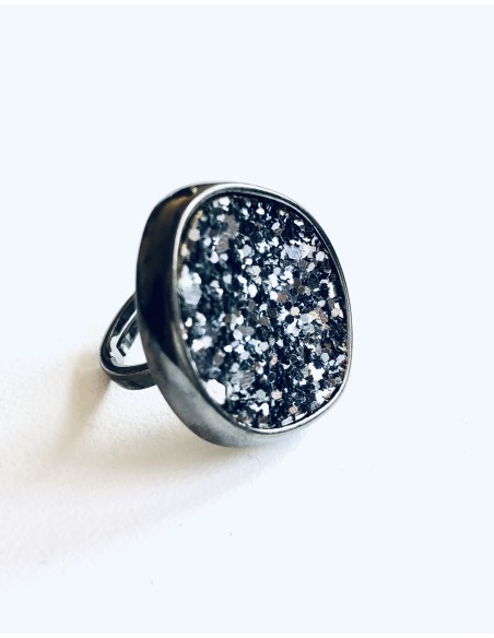 Γυναικείο δαχτυλίδι στρογγυλό σε μαύρο με αυξομείωση Apollonia