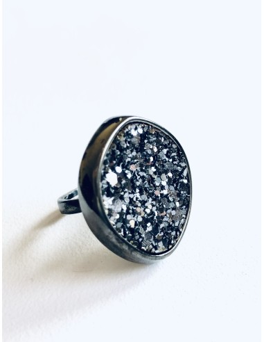 Γυναικείο δαχτυλίδι στρογγυλό σε μαύρο με αυξομείωση Apollonia