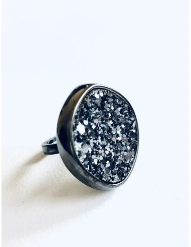 Γυναικείο δαχτυλίδι στρογγυλό σε μαύρο με αυξομείωση Apollonia