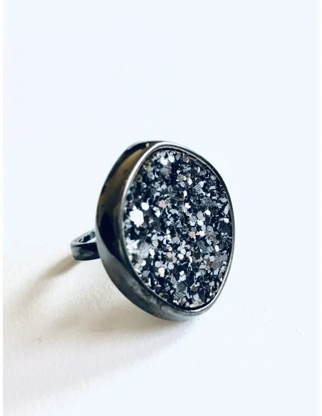 Γυναικείο δαχτυλίδι στρογγυλό σε μαύρο με αυξομείωση Apollonia Γυναικείο δαχτυλίδι στρογγυλό σε μαύρο με αυξομείωση Apollonia