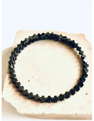 Χειροποίητο βραχιόλι με πέτρες Αιματίτη σε χρυσό και μαύρο Dio