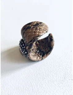 Γυναικείο δαχτυλίδι από τεχνόδερμα και οβάλ πέτρα Ellis 2