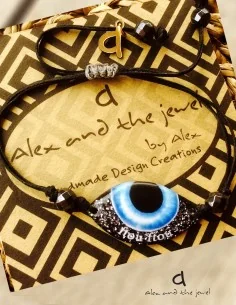 Χειροποίητο κόσμημα βραχιόλι με στοιχείο μάτι και ημιπολύτιμες πέτρες με αυξομείωση Ftou Ftou 2