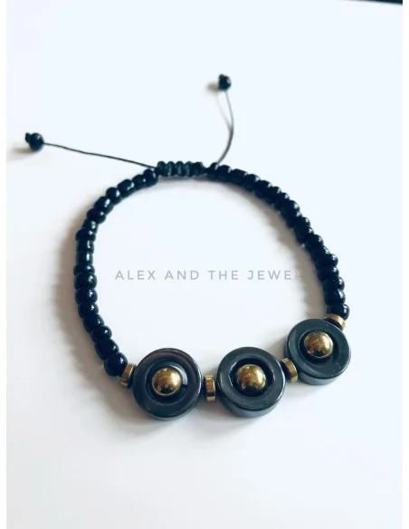 Χειροποίητο βραχιόλι με ημιπολύτιμες πέτρες αιματίτη Kriton