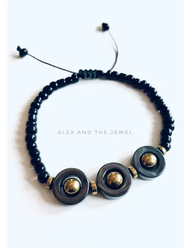 Χειροποίητο βραχιόλι με ημιπολύτιμες πέτρες αιματίτη Kriton