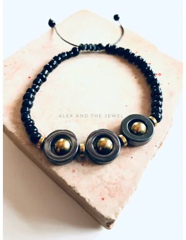 Χειροποίητο βραχιόλι με ημιπολύτιμες πέτρες αιματίτη Kriton