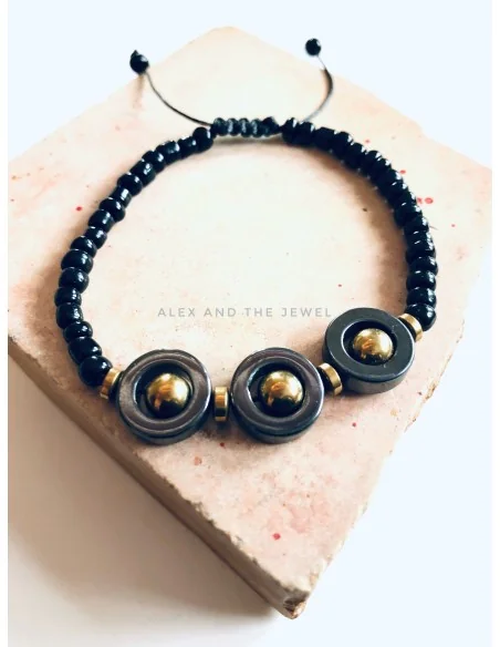 Χειροποίητο βραχιόλι με ημιπολύτιμες πέτρες αιματίτη Kriton