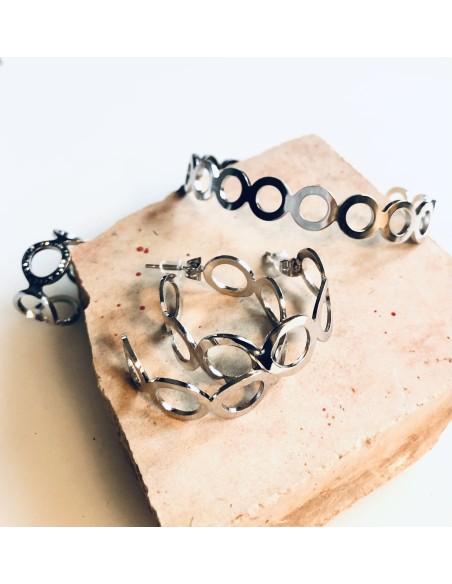 Βραχιόλι χειροπέδα από ατσάλι σε σχέδιο αλυσίδας ανοιγόμενη  Lorin