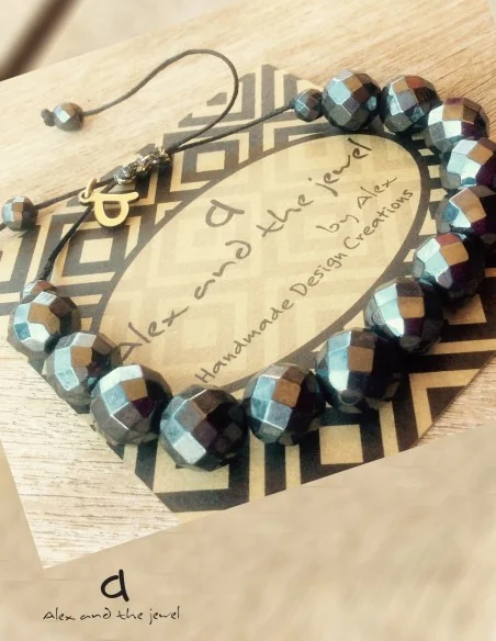 Βραχιόλι με ημιπολύτιμες πέτρες Αιματίτη Grey