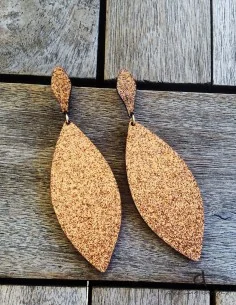 Κόσμημα σκουλαρίκια σε σχήμα φύλλου με ανάγλυφες glitter... 2