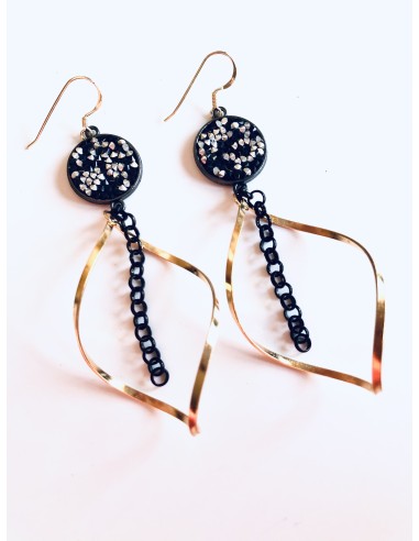 Κόσμημα εντυπωσιακά σκουλαρίκια σε χρυσό και μαύρο Nefertiti