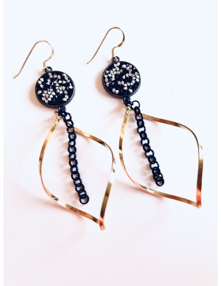 Κόσμημα εντυπωσιακά σκουλαρίκια σε χρυσό και μαύρο Nefertiti