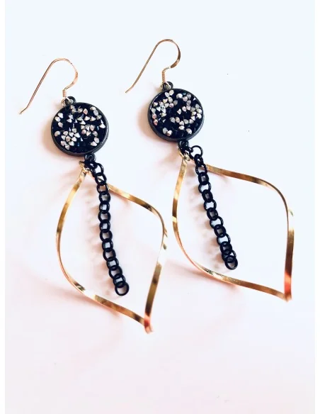 Κόσμημα εντυπωσιακά σκουλαρίκια σε χρυσό και μαύρο Nefertiti