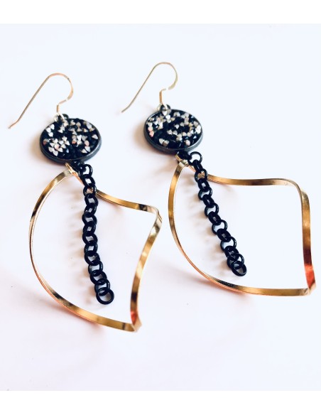 Κόσμημα εντυπωσιακά σκουλαρίκια σε χρυσό και μαύρο Nefertiti