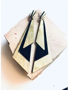 Κόσμημα σκουλαρίκια σε γεωμετρικές rock γραμμές με χρυσές και μαύρες λεπτομέρειες Rock 2