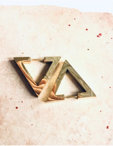Γυναικείο κόσμημα σκουλαρίκια από ατσάλι σε σχήμα τριγώνου σε ασημί ή χρυσό Triangle
