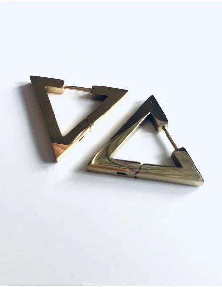 Γυναικείο κόσμημα σκουλαρίκια από ατσάλι σε σχήμα τριγώνου σε ασημί ή χρυσό Triangle