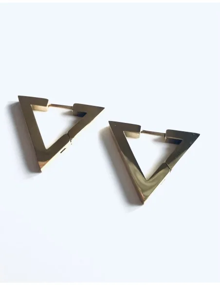 Γυναικείο κόσμημα σκουλαρίκια από ατσάλι σε σχήμα τριγώνου σε ασημί ή χρυσό Triangle