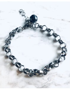 Χειροποίητο γυναικείο βραχιόλι αλυσίδα από ατσάλι και ημιπολύτιμη πέτρα Αιματίτη  Gordon 2