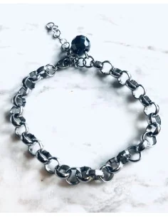 Χειροποίητο γυναικείο βραχιόλι αλυσίδα από ατσάλι και ημιπολύτιμη πέτρα Αιματίτη Gordon 2