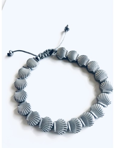 Χειροποίητο βραχιόλι με πέτρες αιματίτη κοχύλι Scallop