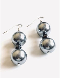 Χειροποίητα γυναικεία σκουλαρίκια με ασημί πέρλα και πέτρες Αιματίτη My perla 2